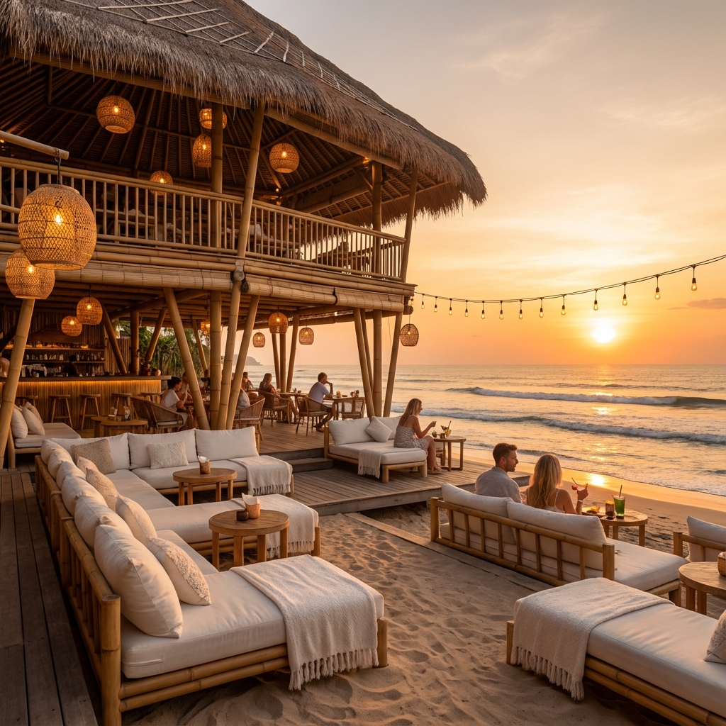 Azure Beach Cafe Sunset